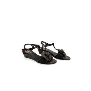 Chanel Camelia Flower Slingback Sandals 39.5 US 9.5 Brown Mesh Suede Leather